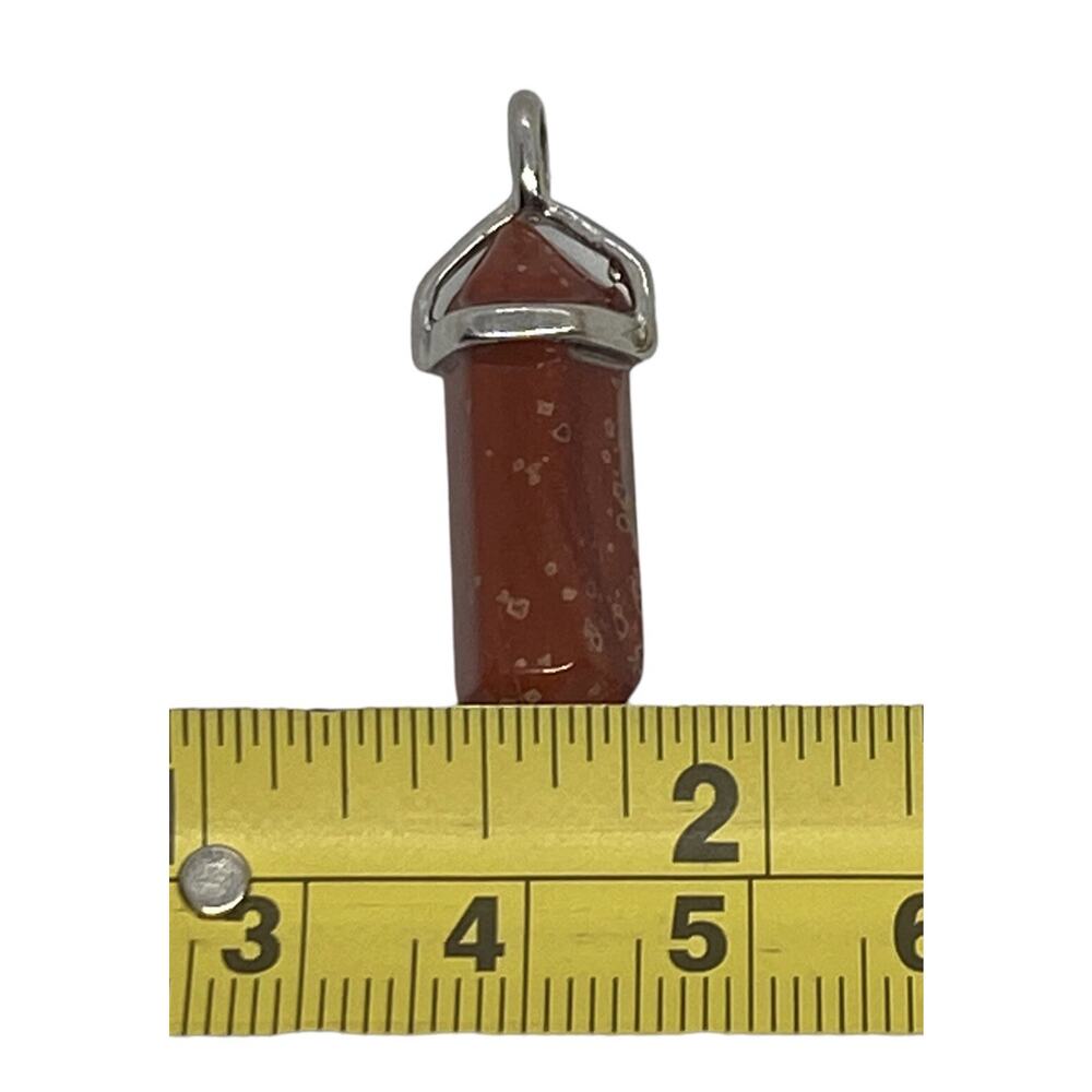 Crystal Quartz Gold Sand Pendant 1.75” Double Terminated Hexagonal Point Silver - Picture 15 of 16